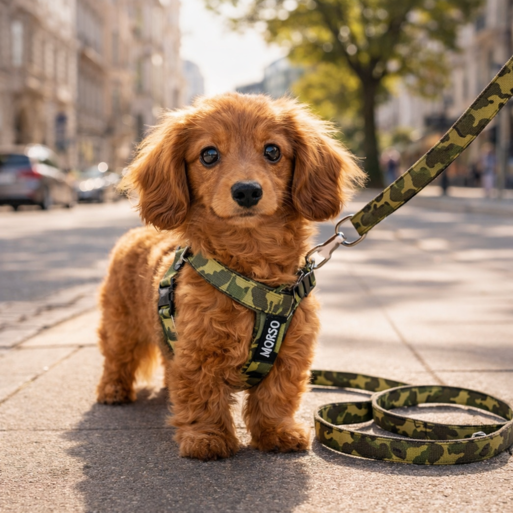 Morso Mini Dog Harness Adjustable Recycled Full Metal Dog Brown
