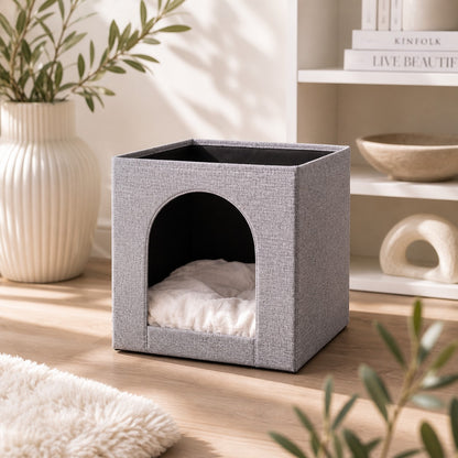 Kattenmand voor in je kast in grijs vilt
