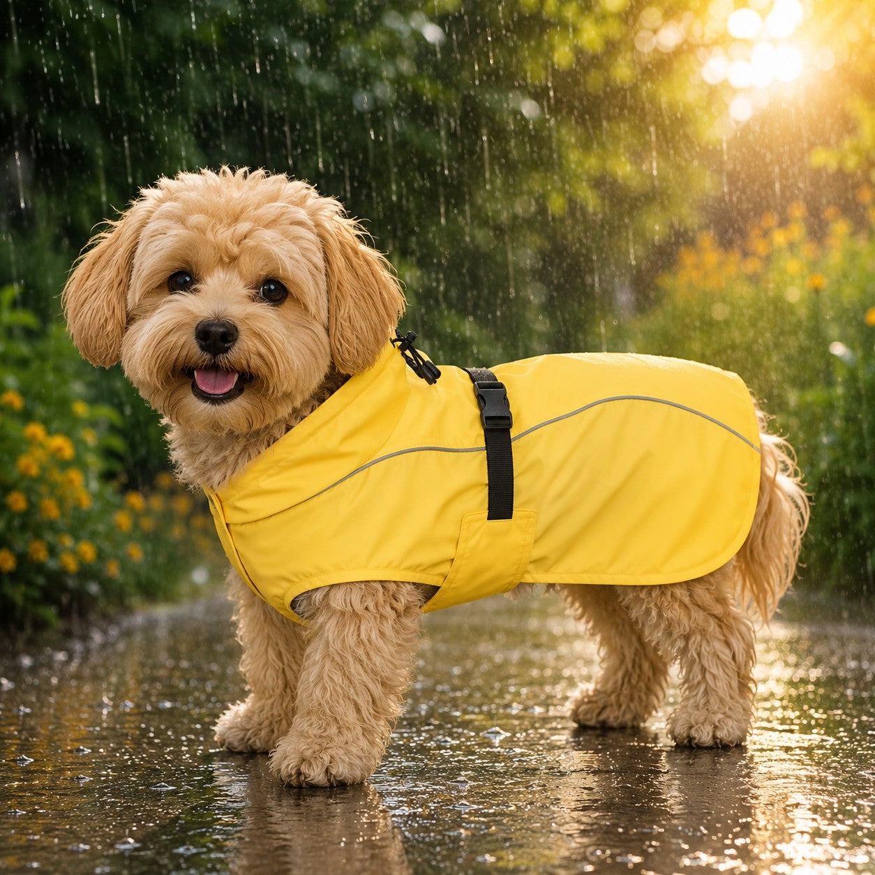 Zomers gele regenjas voor kleine & grote honden